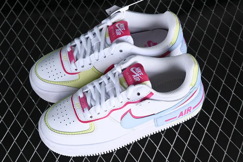 Nike Air Force 1 Shadow White Fireberry Light Lemon Twist Blue Tint FQ8885-100