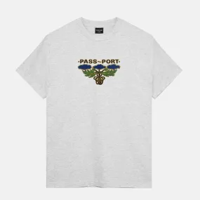 Pass Port Skateboards - Emblem Applique T-Shirt - Ash Heather