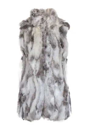 Patrizia Luca - Grey & White Rabbit Fur Vest Sz M