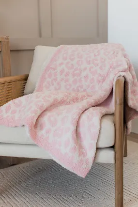 Pink Leopard Plush Knit Blanket