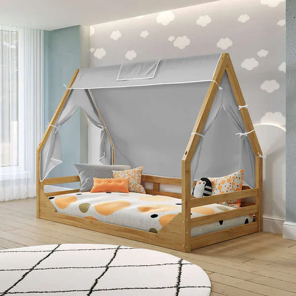 P'kolino Tent Cover Accessory for P'kolino Casita Kids Wood Floor Twin Bed, Grey