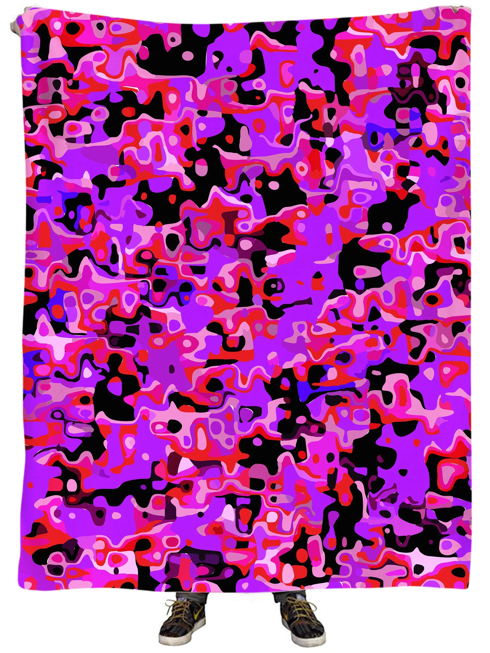 Purple Red and Black Rave Camo Melt Plush Blanket