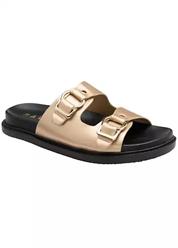 Ravel Laken Gold Flat Mule Sandals | Grattan