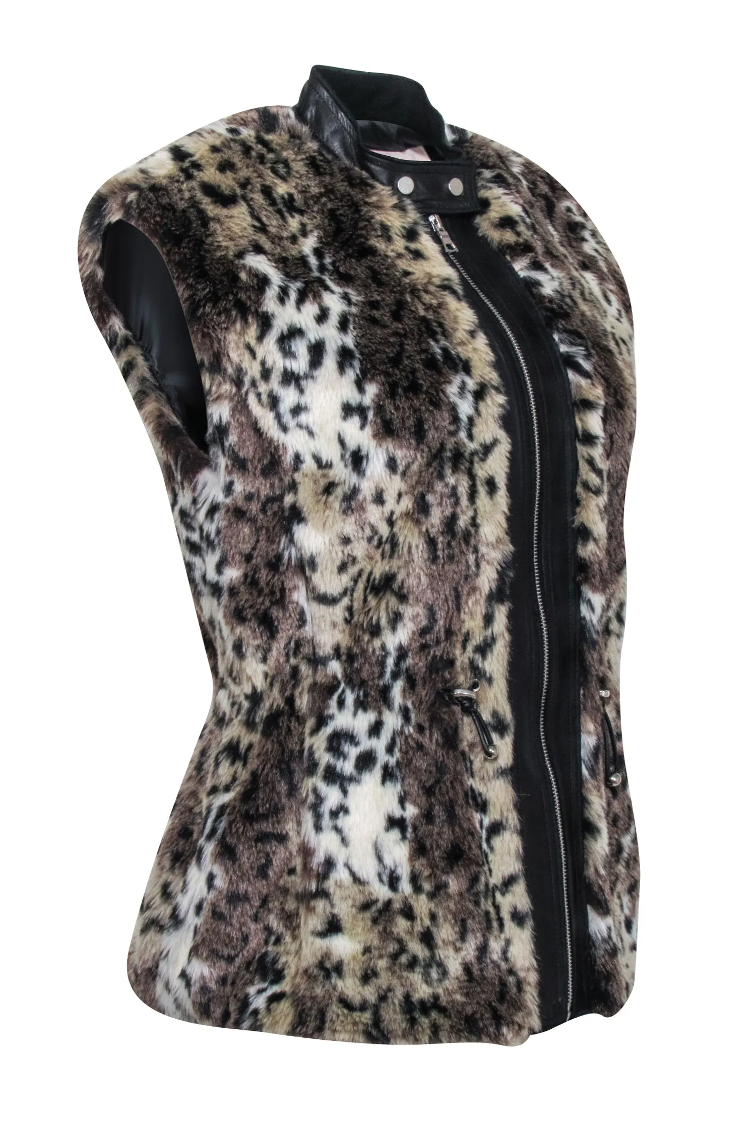 Rebecca Taylor - Leopard Print Faux Fur Vest Sz 2