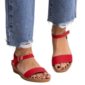 Red sandals made of Makdaka eco leather