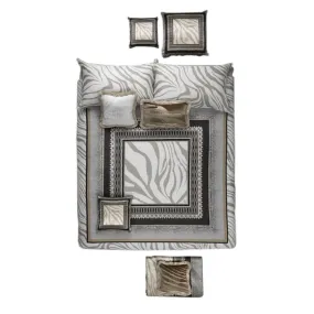 Roberto Cavalli Frame Zebrage Bedsheet Set And Bedspread Quilt Sabbia - 270X290+270X260 Cm