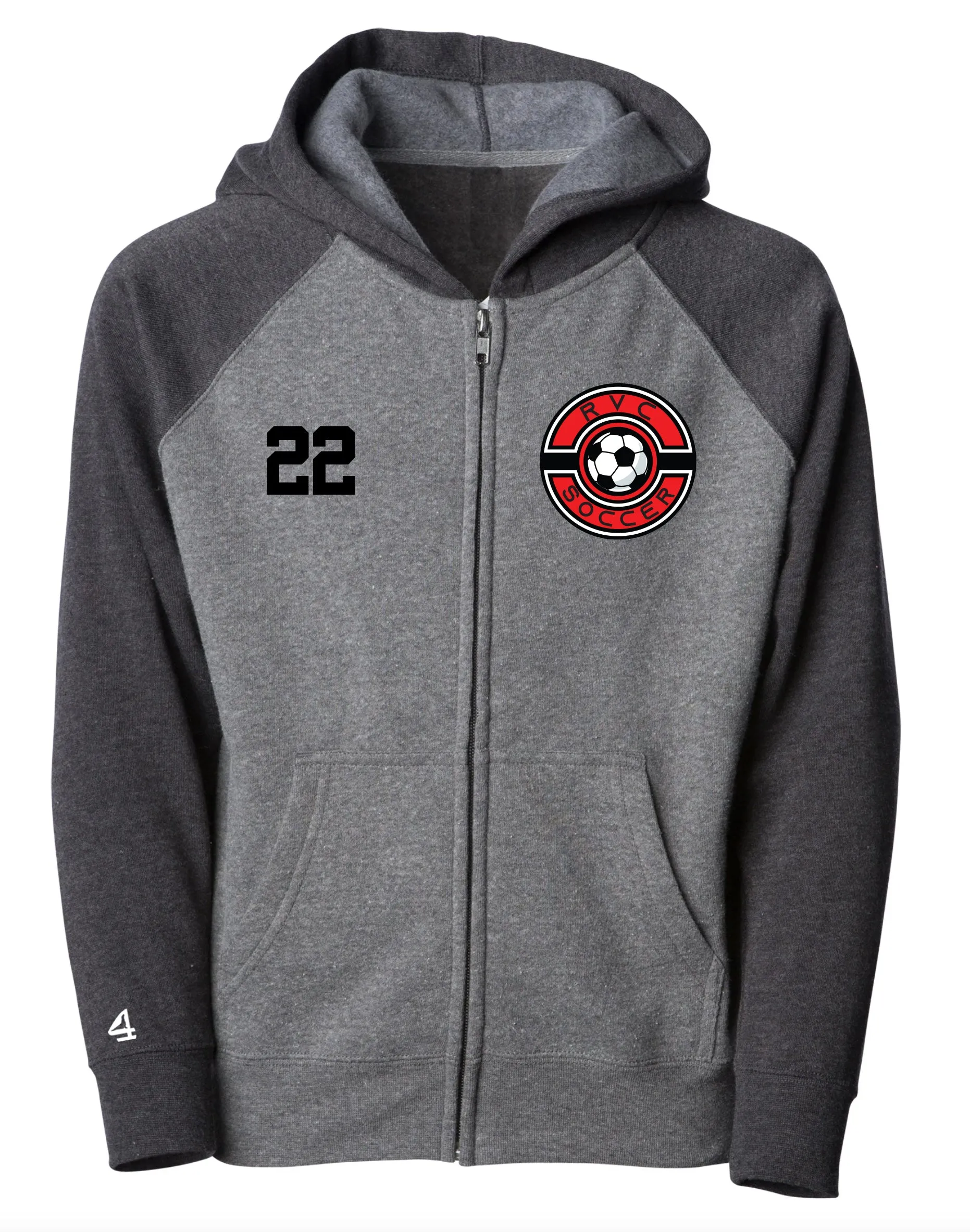 RVC SOCCER Youth Raglan Zip Hoodie