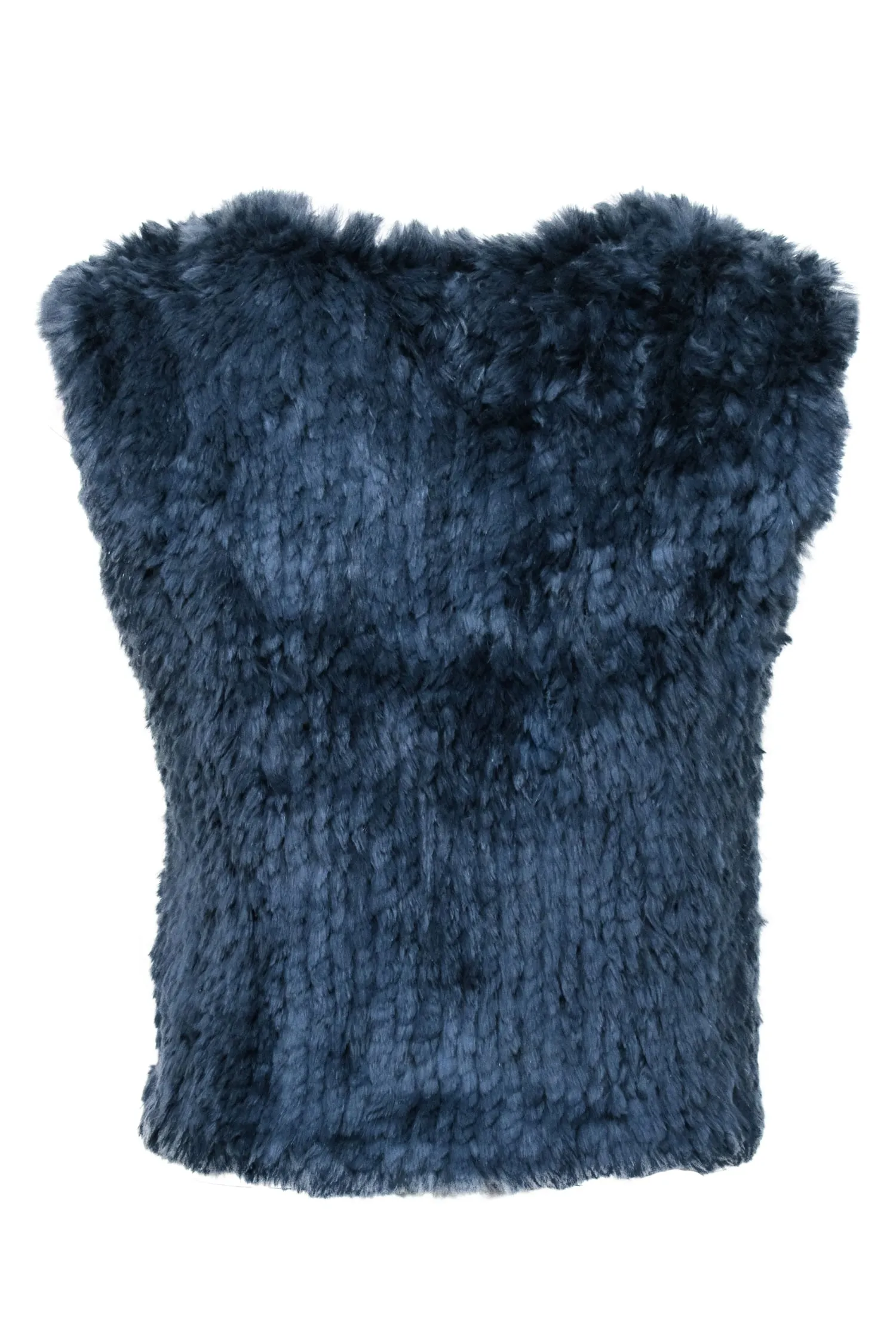 Saks Fifth Avenue - Navy Blue Rabbit Fur Vest Sz S/M