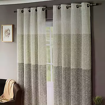 Sandown & Bourne Ash Leaf Pair of Unlined Eyelet Curtains | Kaleidoscope