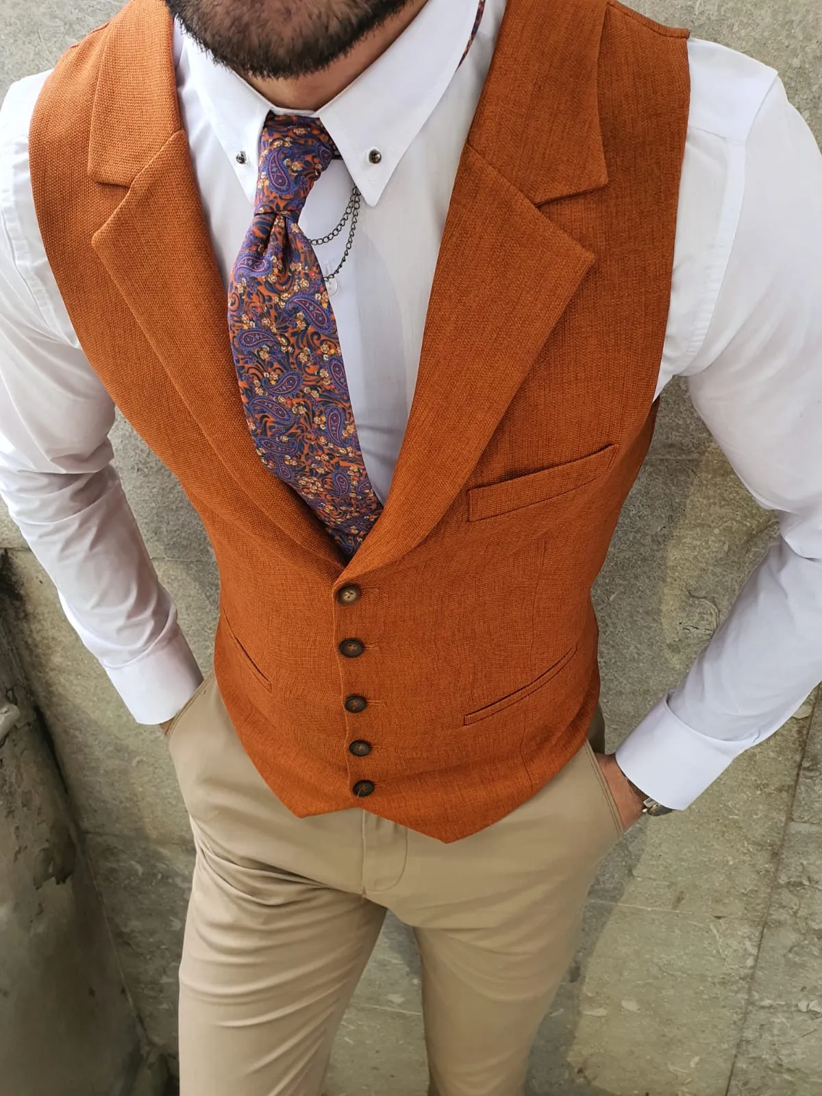 Shelton Slim Fit Cinnamon Vest