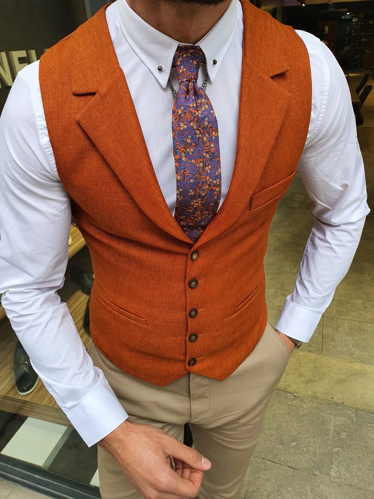 Shelton Slim Fit Cinnamon Vest