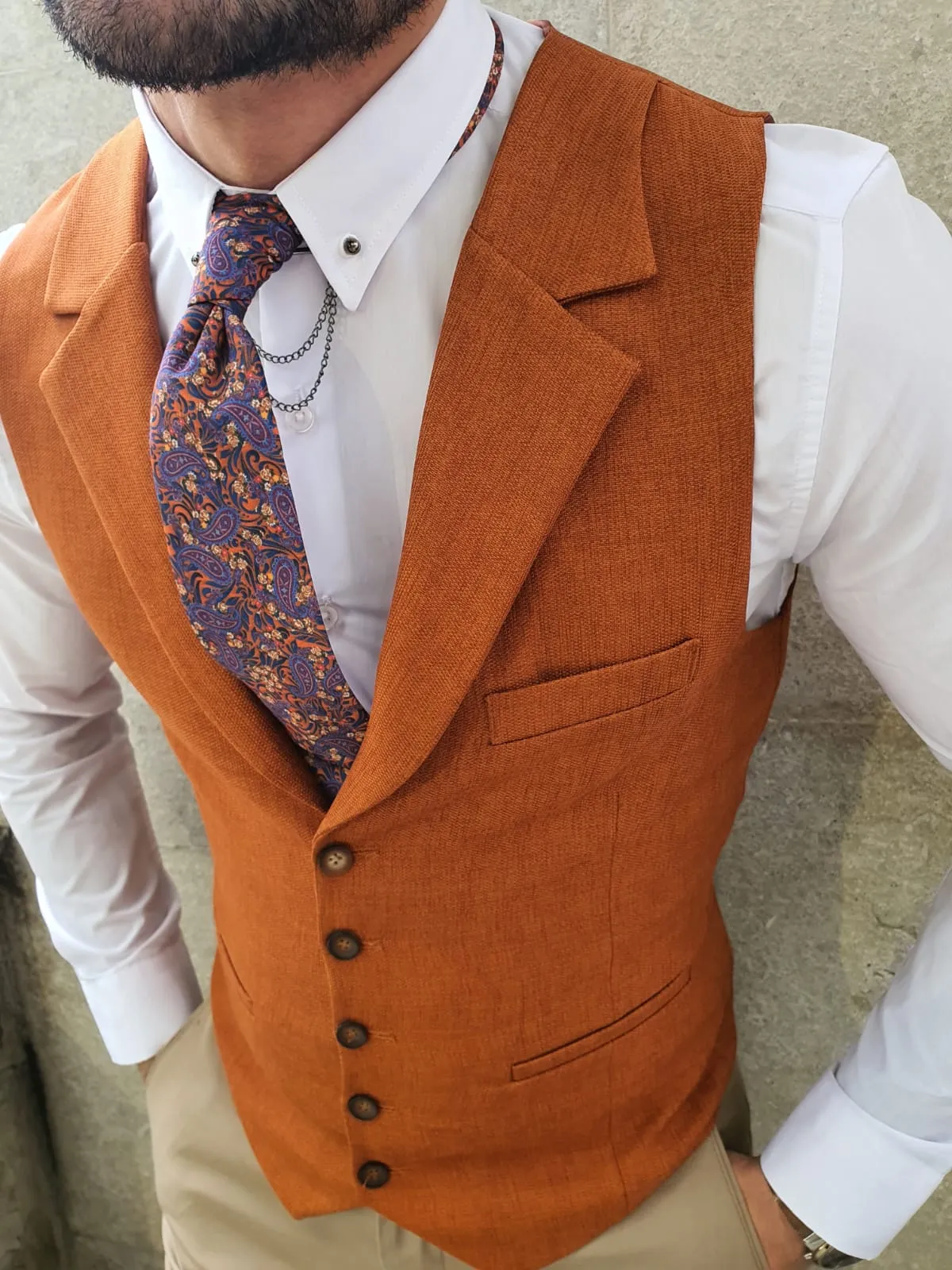 Shelton Slim Fit Cinnamon Vest