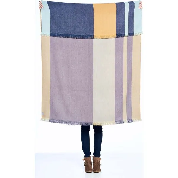 Shupaca Reversible Alpaca Throw Blanket, Indigo Gold