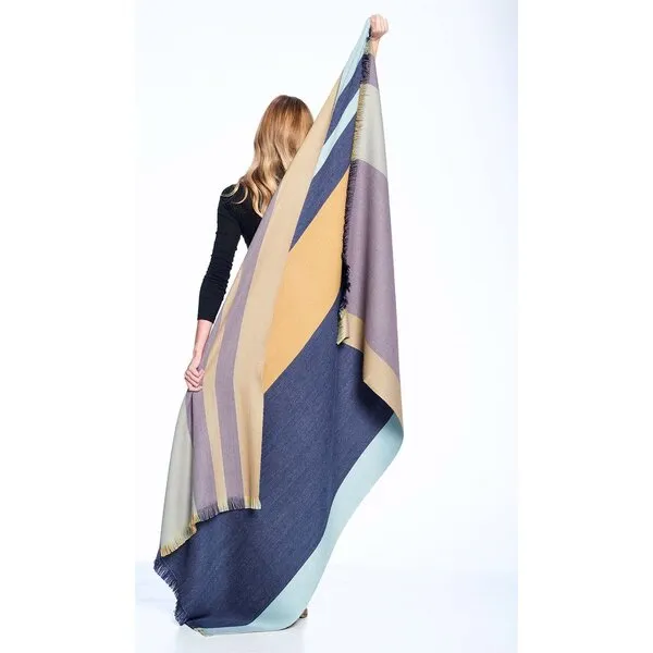 Shupaca Reversible Alpaca Throw Blanket, Indigo Gold