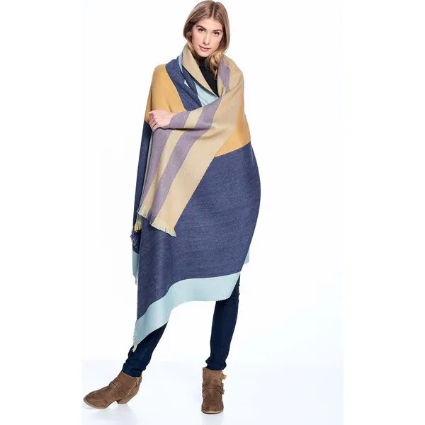 Shupaca Reversible Alpaca Throw Blanket, Indigo Gold