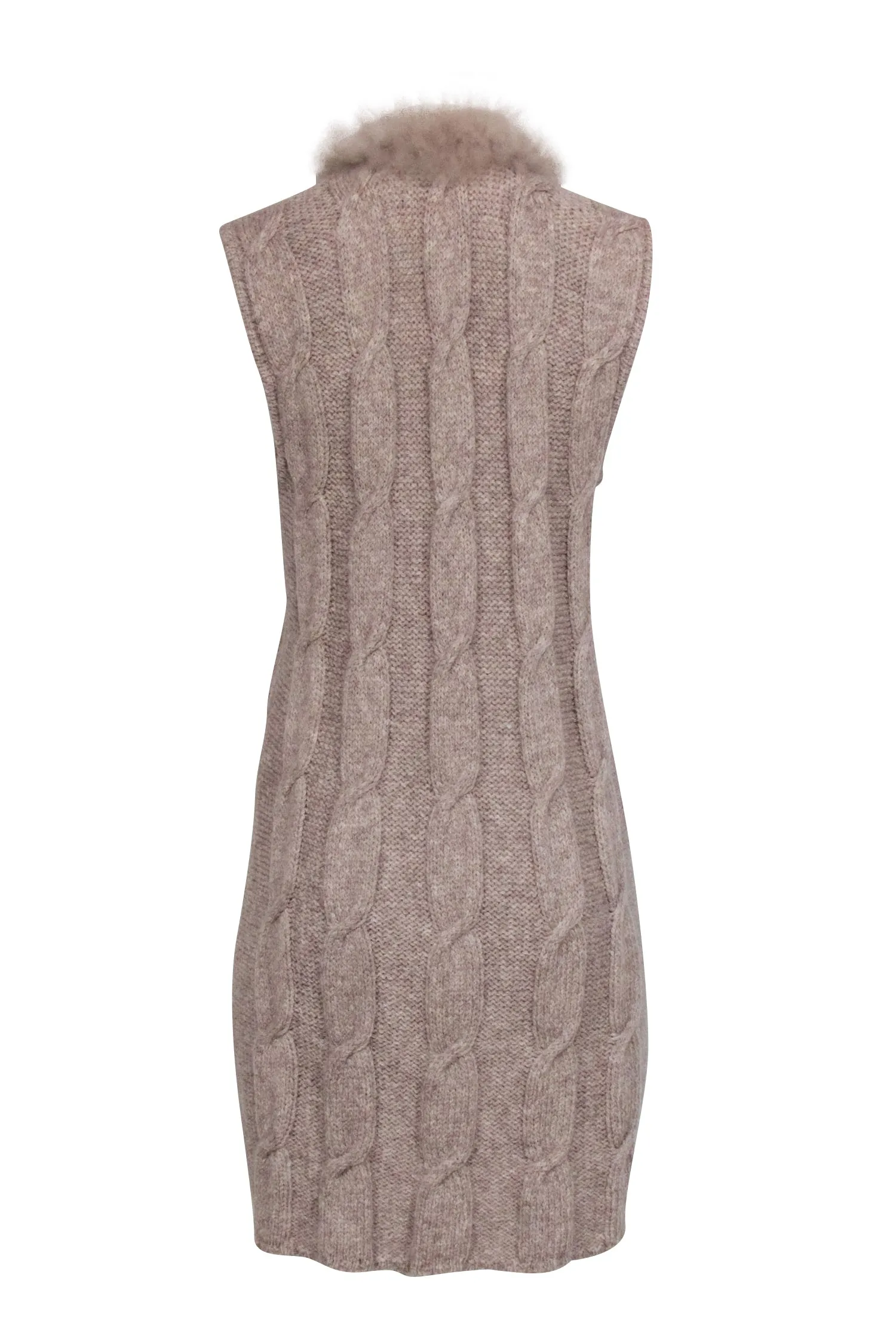 Simply Natural - Beige Knit Fuzzy Trim Vest Sz One Size