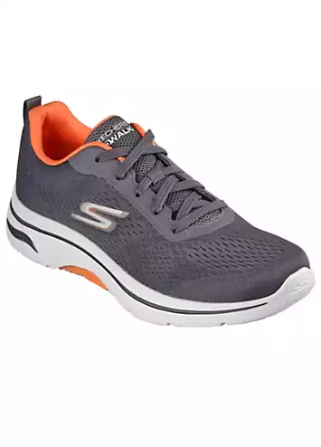 Skechers Mens Charcoal & Orange Go Walk Arch Fit 2.0 Trainers | Grattan