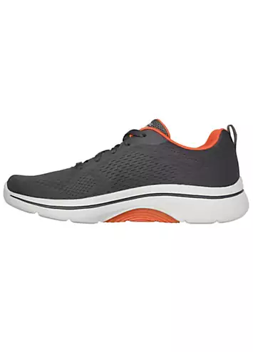 Skechers Mens Charcoal & Orange Go Walk Arch Fit 2.0 Trainers | Grattan