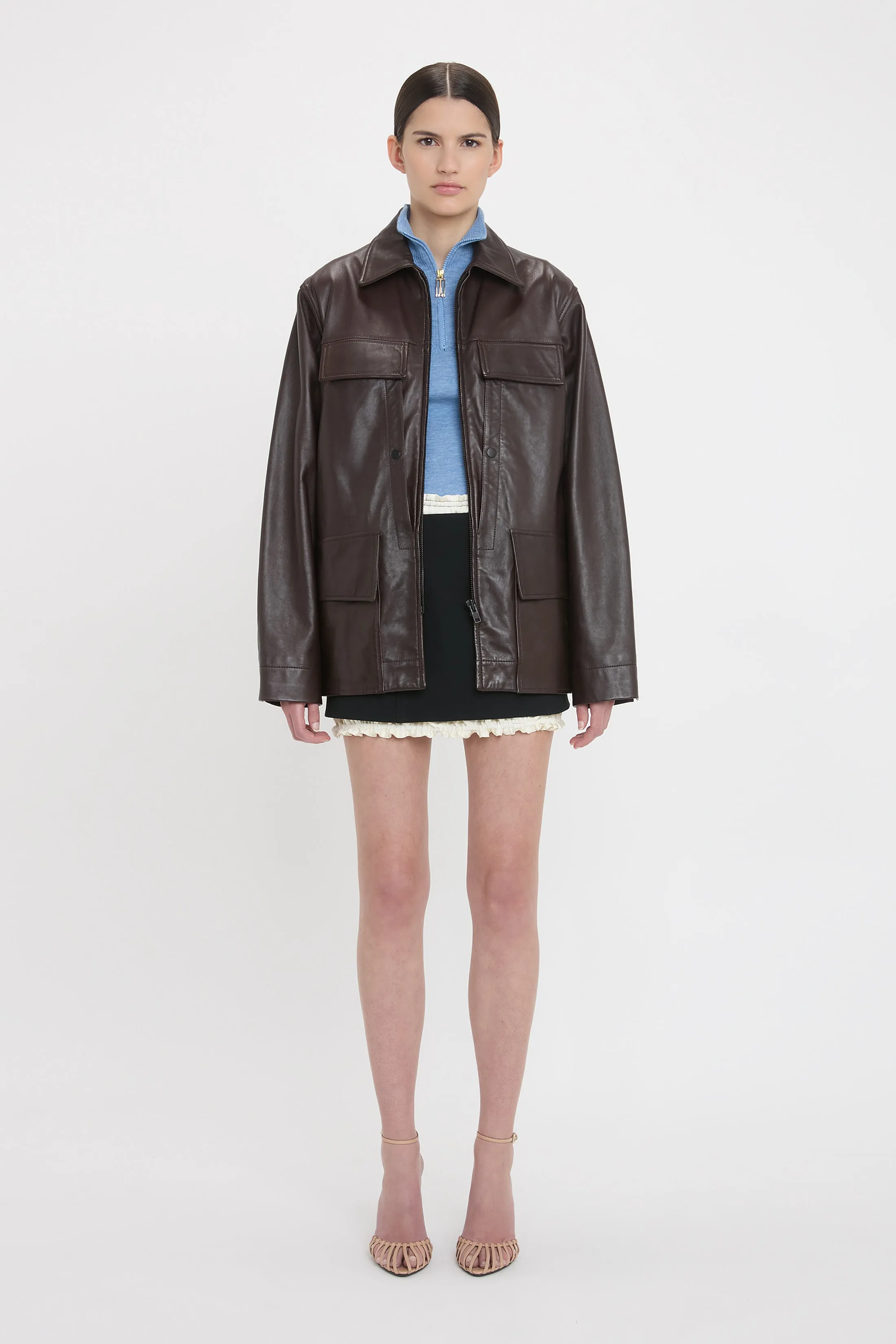 Soft Leather Chore Jacket In Ebony