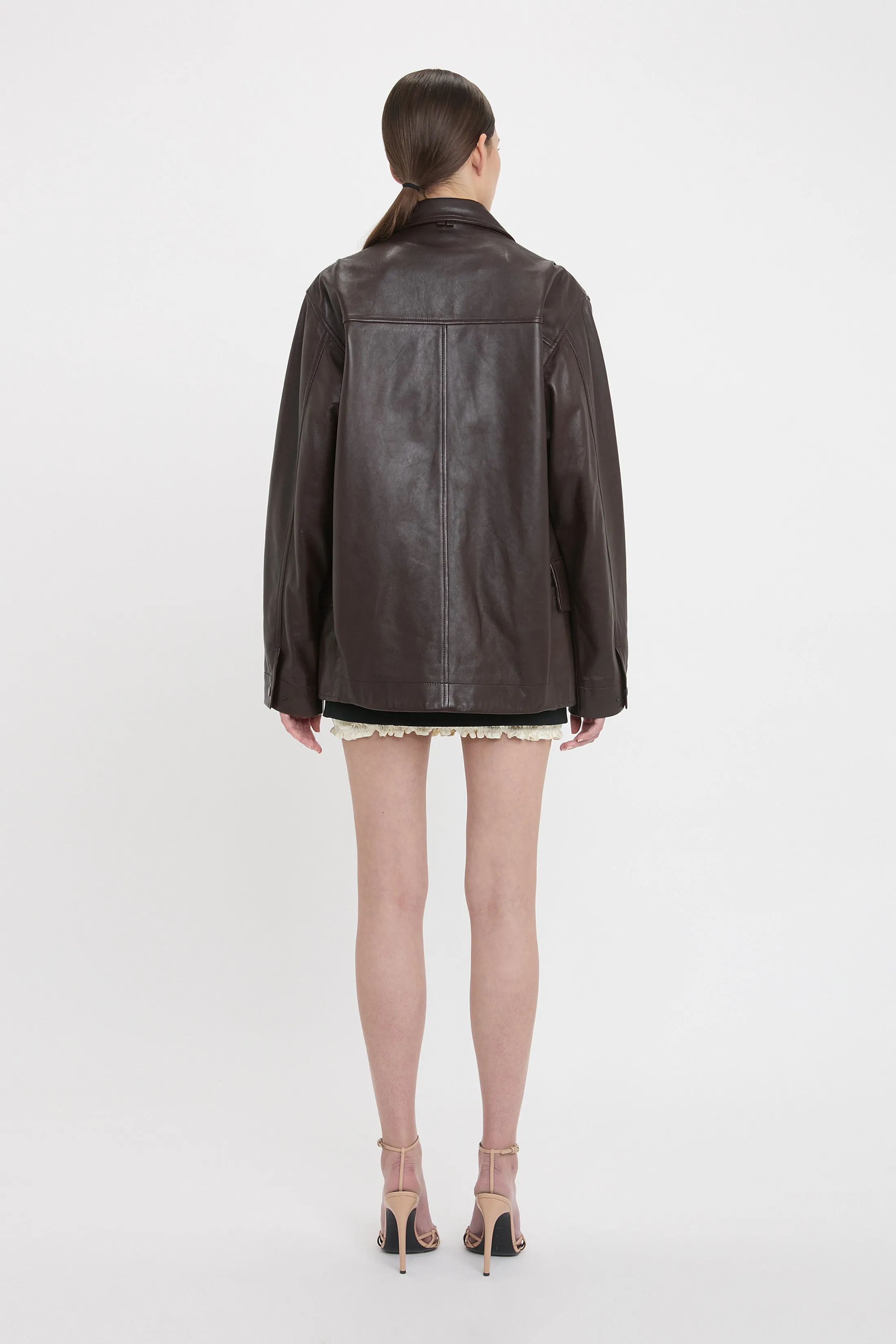 Soft Leather Chore Jacket In Ebony