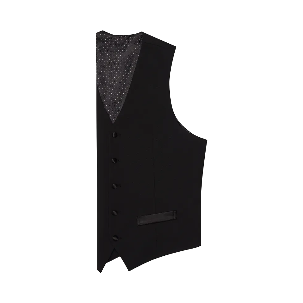 Stretch Wool Black Tuxedo Vest