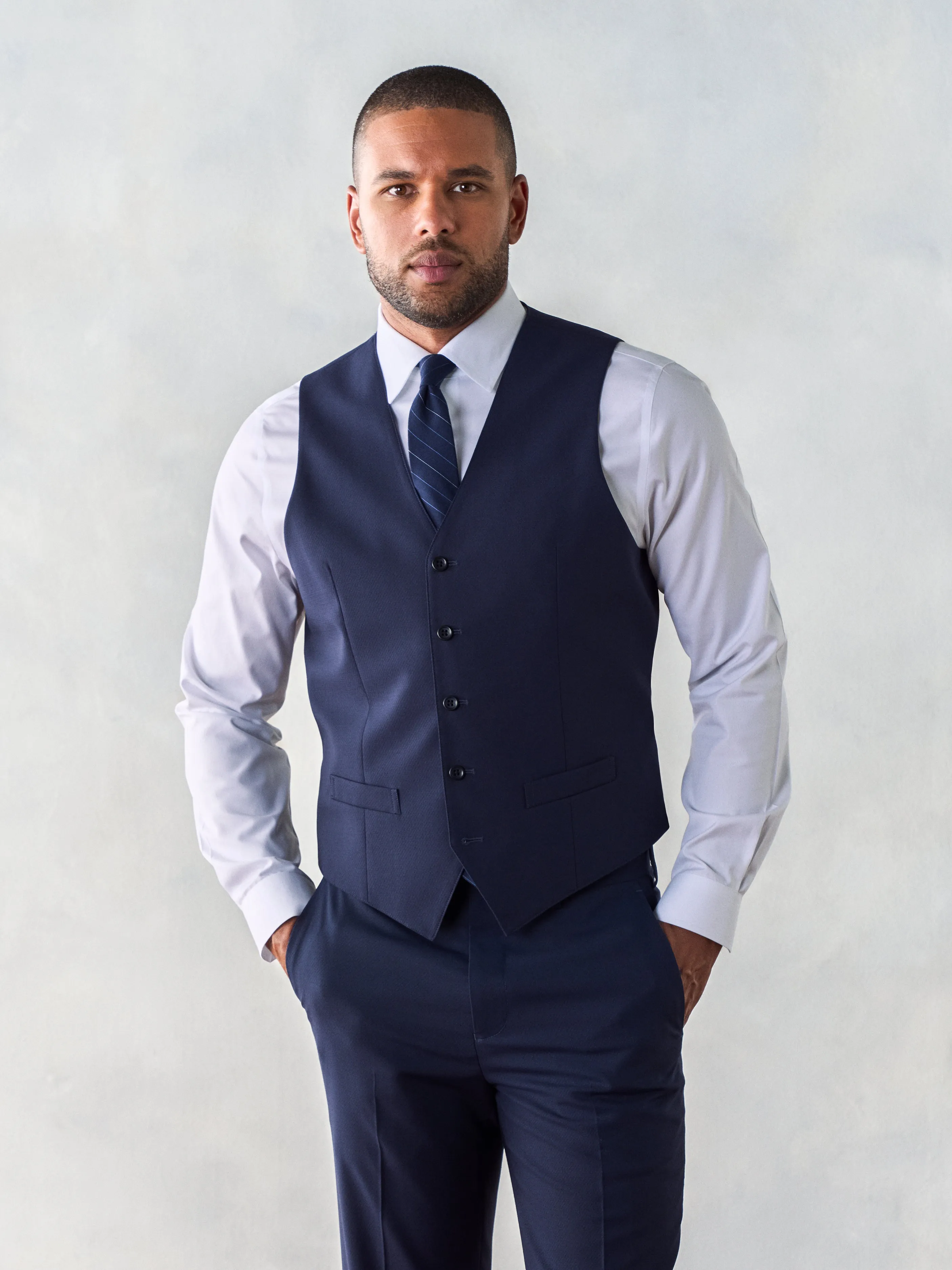 Stretch Wool True Navy Suit Vest