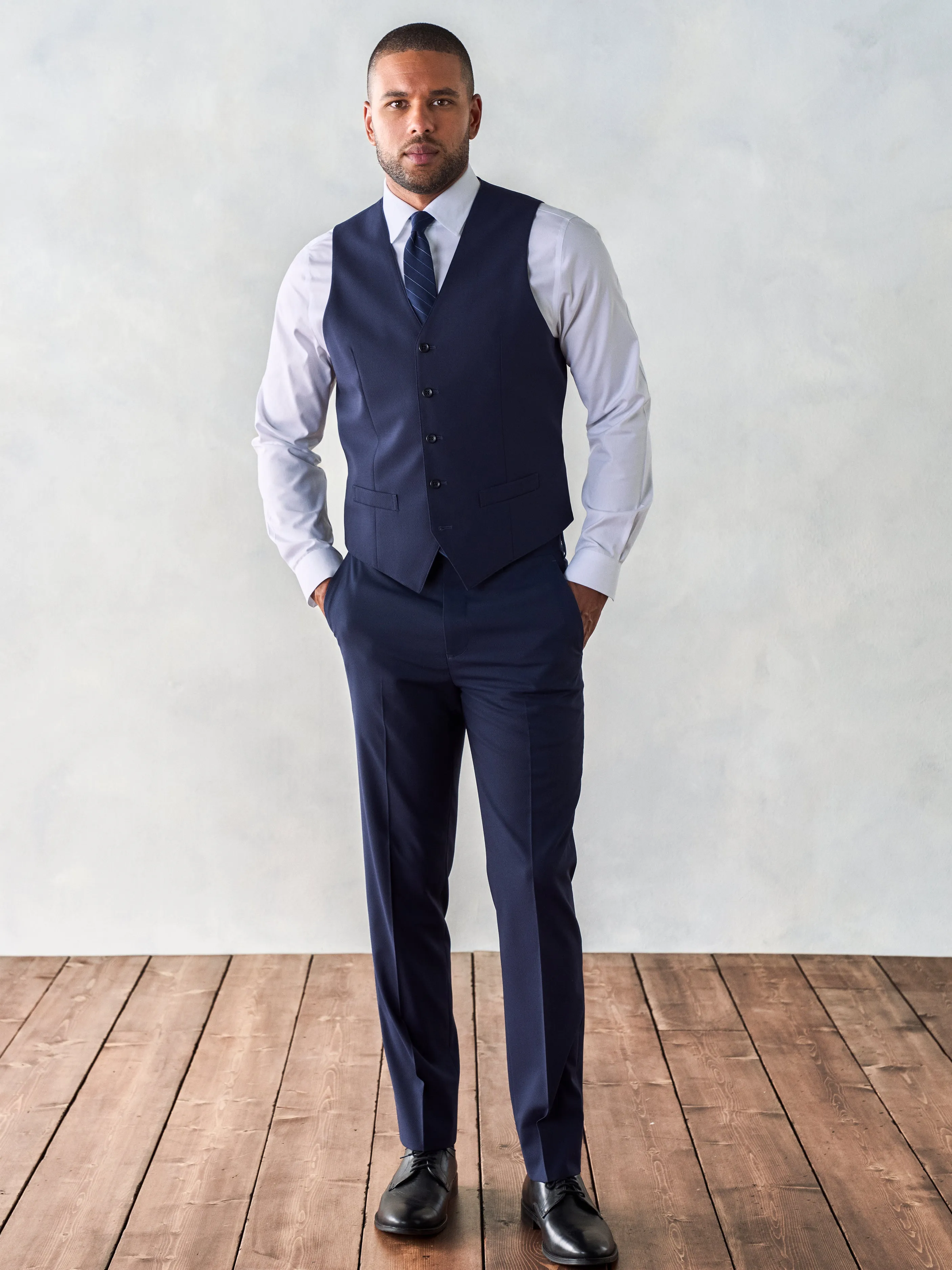 Stretch Wool True Navy Suit Vest