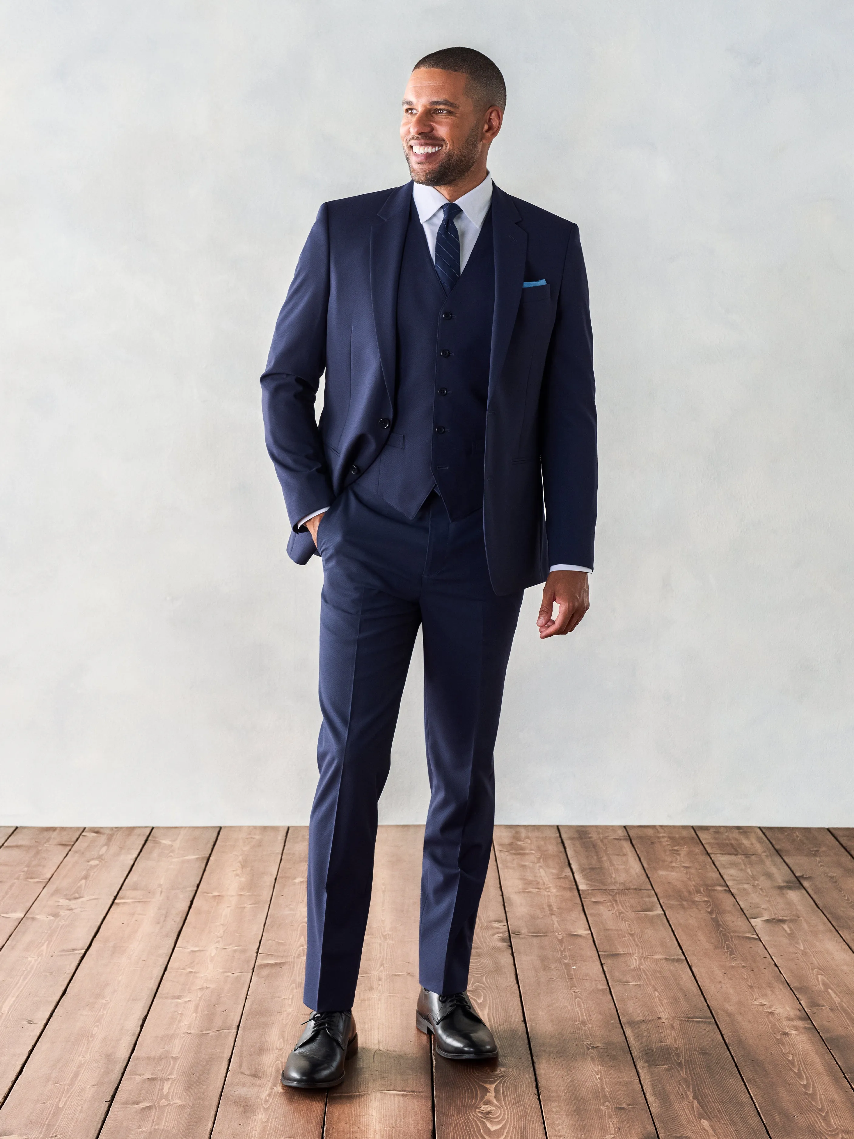 Stretch Wool True Navy Suit Vest