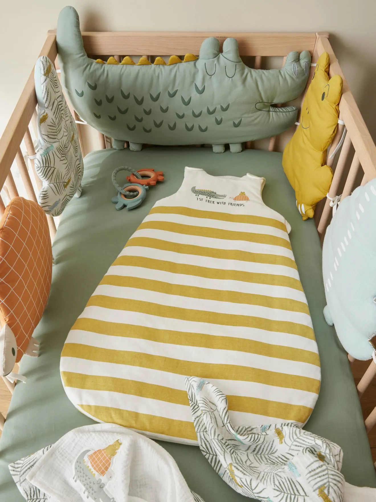 Striped Sleeveless Baby Sleeping Bag, Trek - striped brown