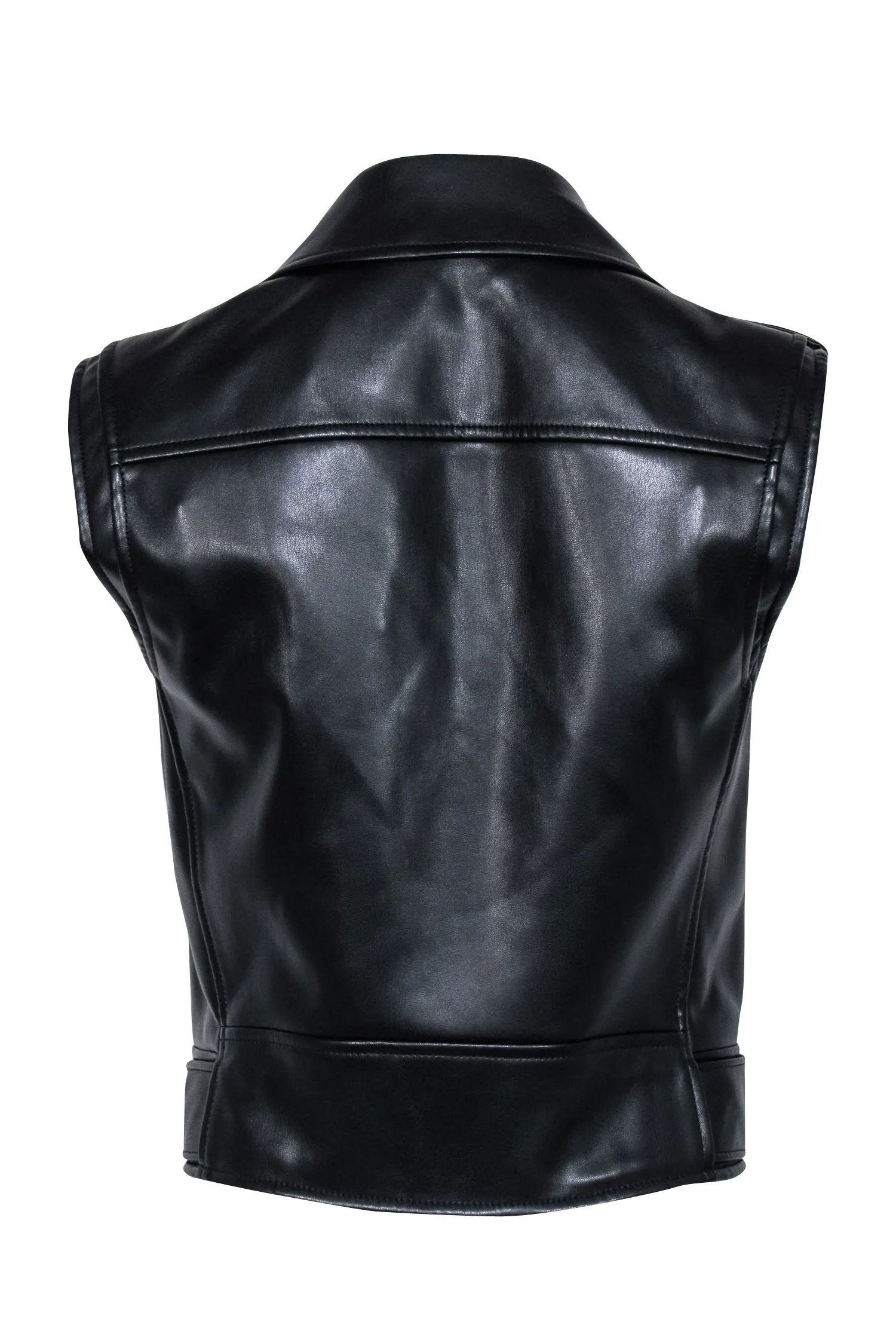 Theory - Black Faux Leather Moto Zip Vest Sz S