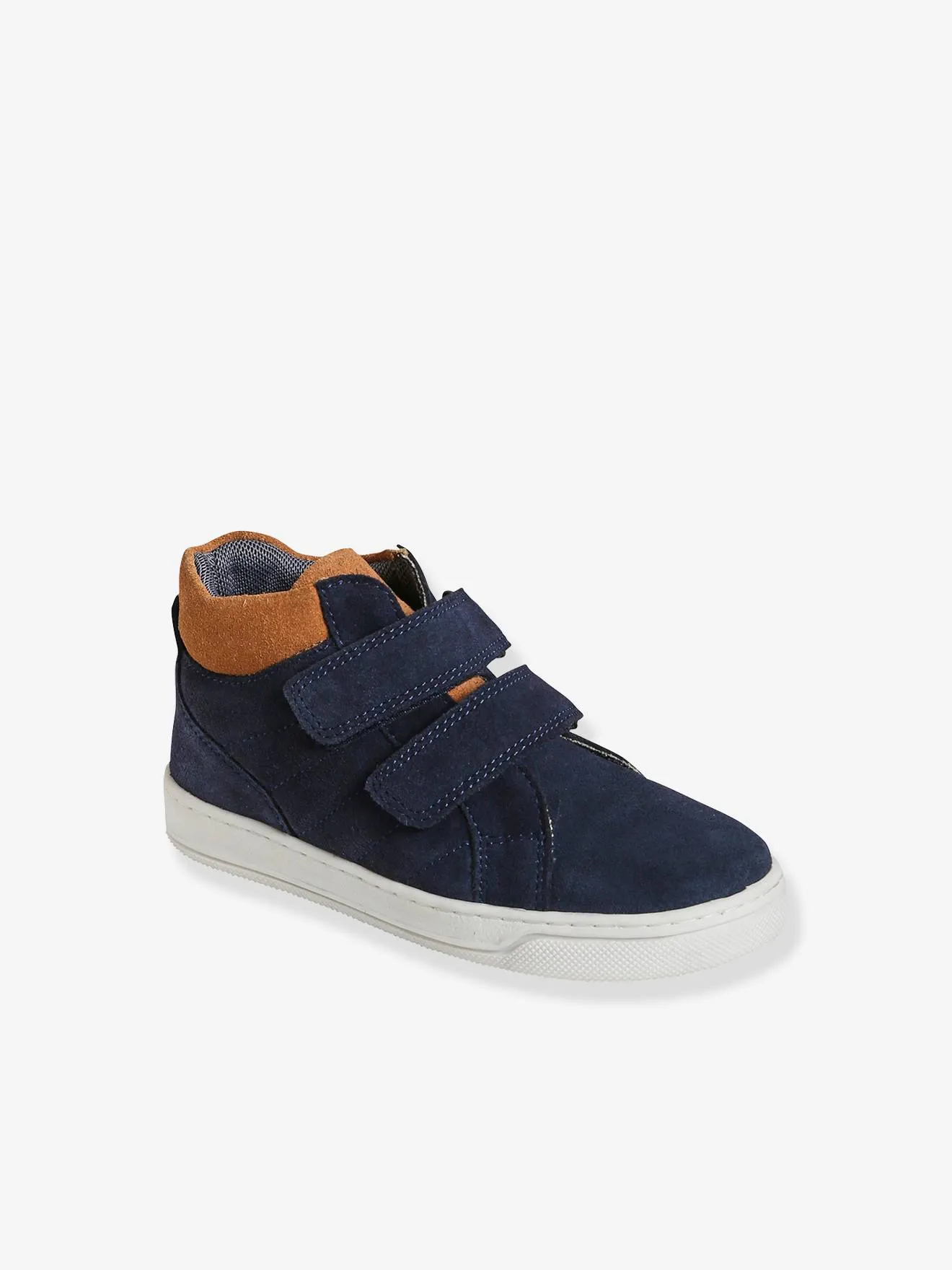 Touch-Fastening High-Top Trainers in Leather for Boys - blue dark solid