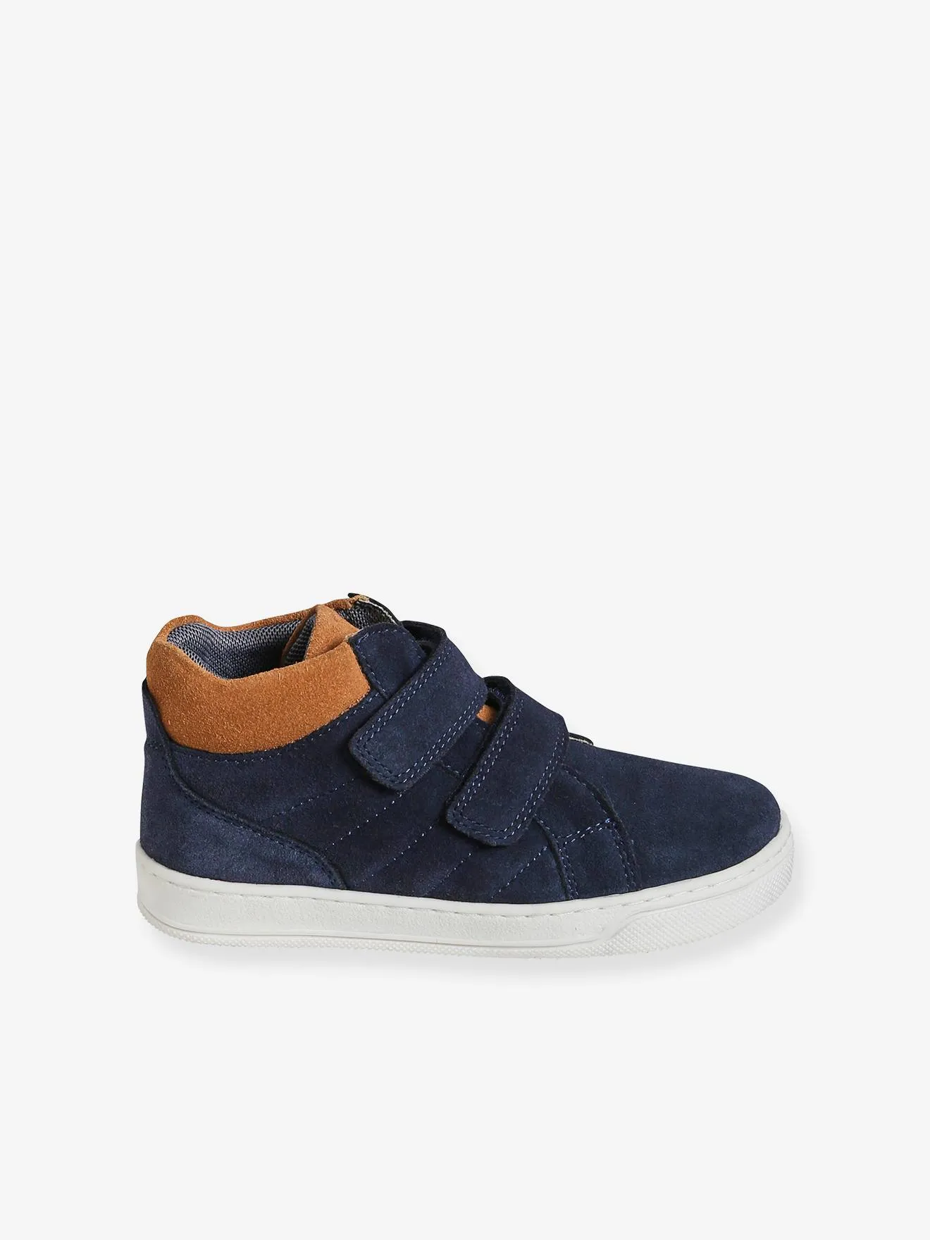 Touch-Fastening High-Top Trainers in Leather for Boys - blue dark solid