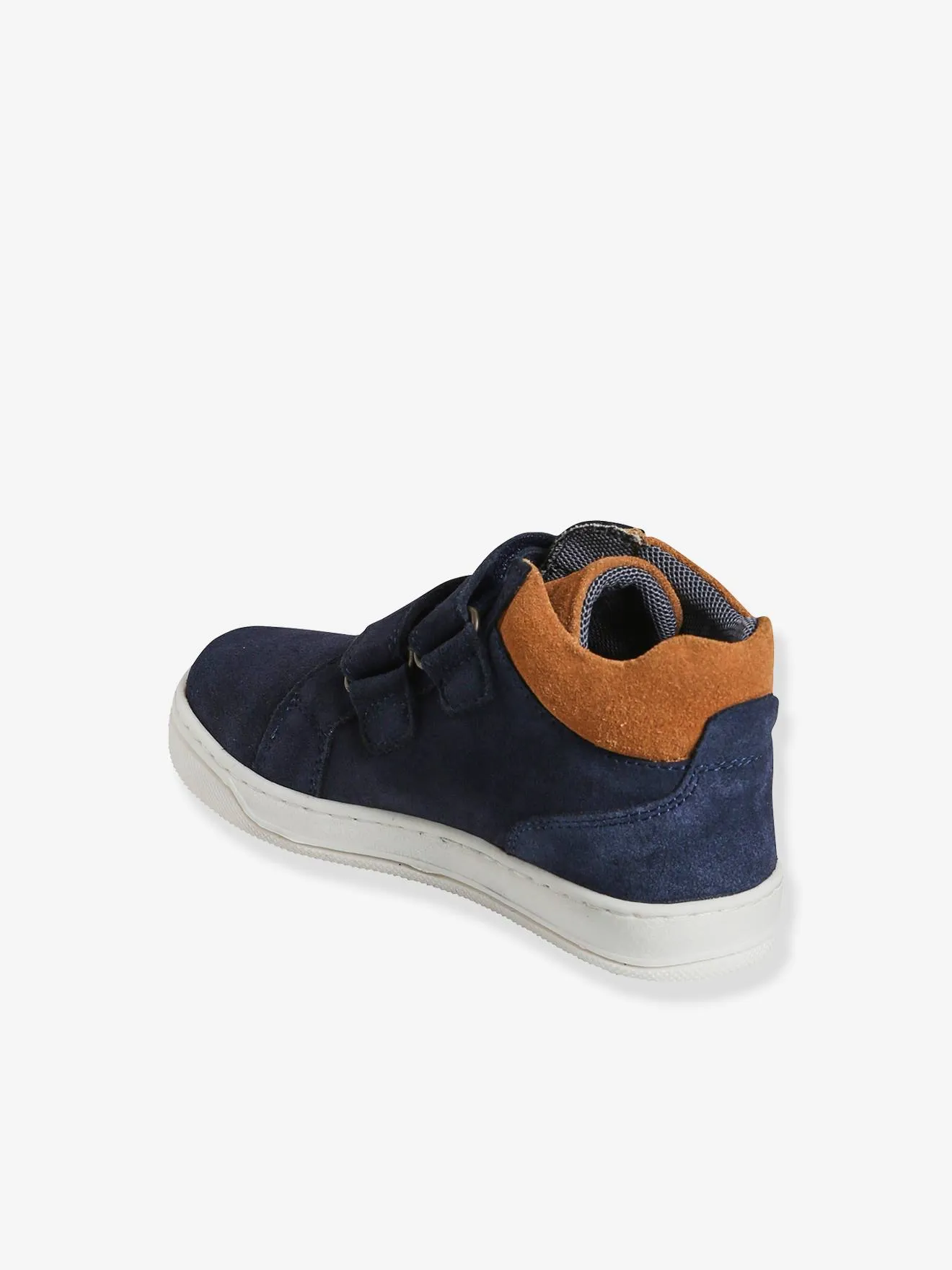 Touch-Fastening High-Top Trainers in Leather for Boys - blue dark solid