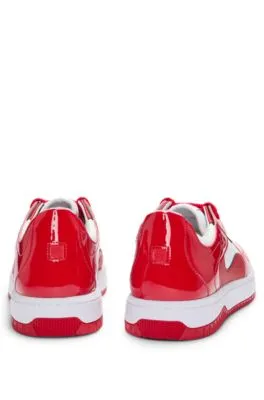 Trainers with patent faux leather