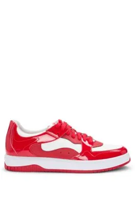 Trainers with patent faux leather