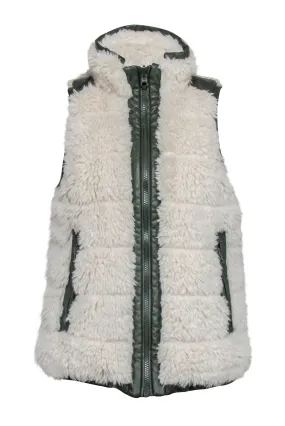 Tuckernuck - Reversible Green Faux Leather & Sherpa Vest Sz S