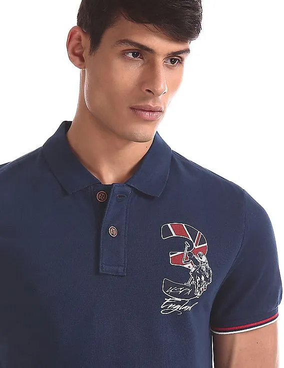 U.S. Polo Assn. Denim Co. Blue Tipped Pique Polo Shirt