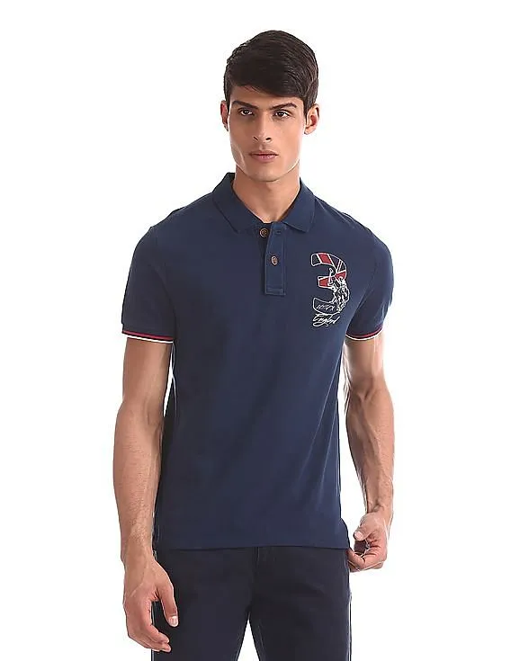 U.S. Polo Assn. Denim Co. Blue Tipped Pique Polo Shirt