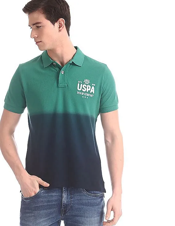 U.S. Polo Assn. Denim Co. Green Dip Dye Pique Polo Shirt