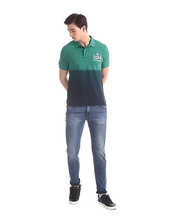 U.S. Polo Assn. Denim Co. Green Dip Dye Pique Polo Shirt