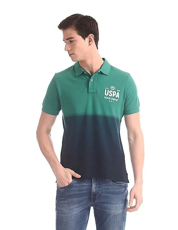 U.S. Polo Assn. Denim Co. Green Dip Dye Pique Polo Shirt