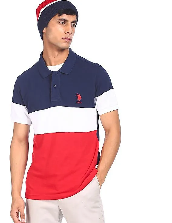 U.S. Polo Assn. Men Multicolour Short Sleeve Color Block Polo Shirt