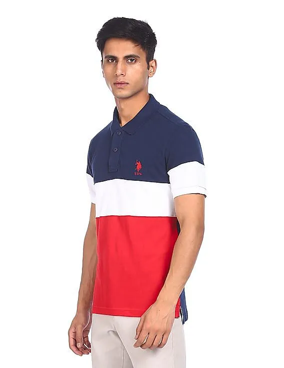 U.S. Polo Assn. Men Multicolour Short Sleeve Color Block Polo Shirt