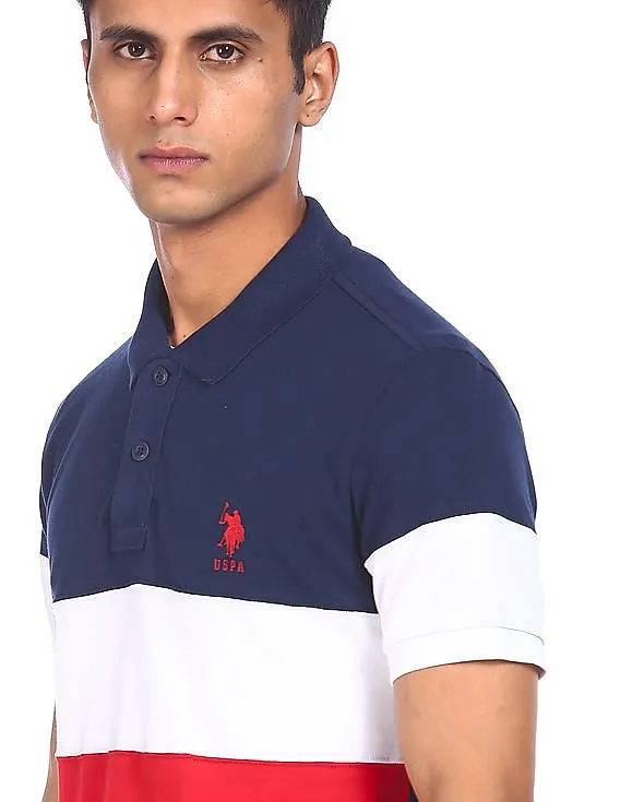 U.S. Polo Assn. Men Multicolour Short Sleeve Color Block Polo Shirt