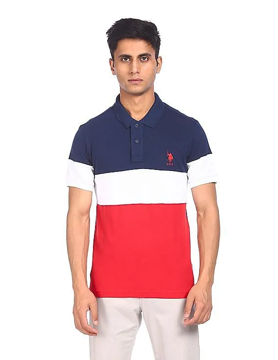 U.S. Polo Assn. Men Multicolour Short Sleeve Color Block Polo Shirt