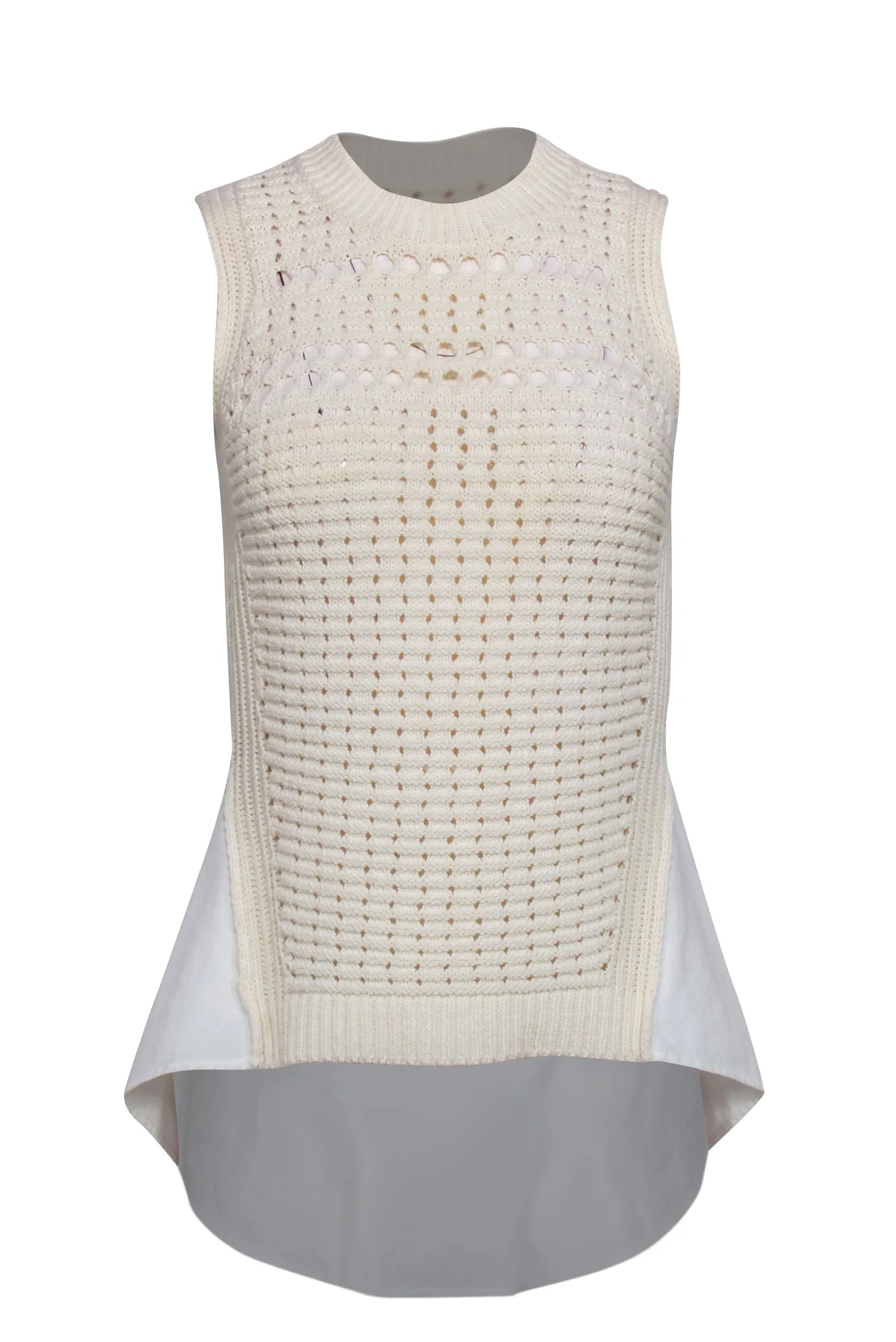 Veronica Beard - Ivory Cropped Crochet Trim Sweater Vest Sz XS