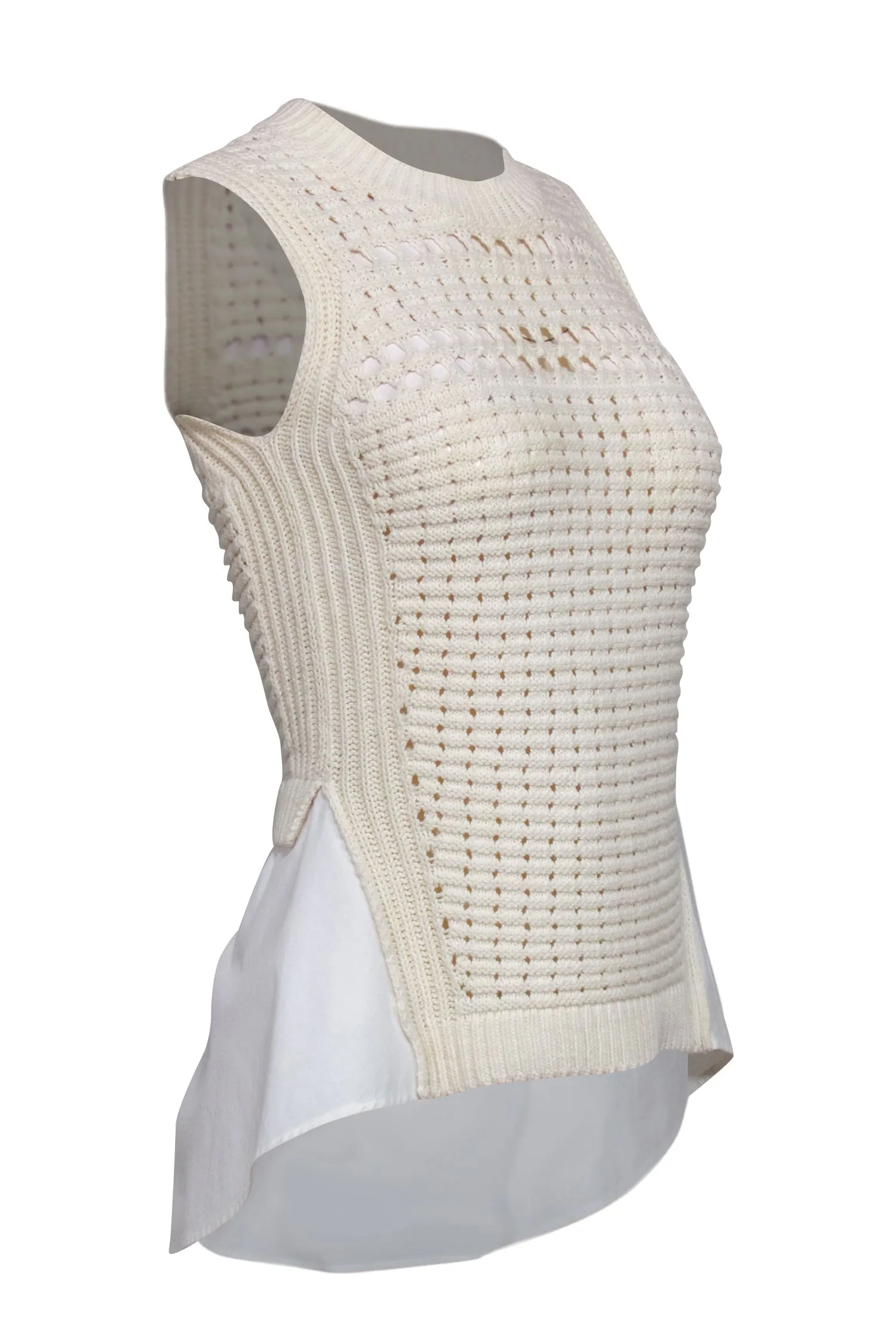 Veronica Beard - Ivory Cropped Crochet Trim Sweater Vest Sz XS