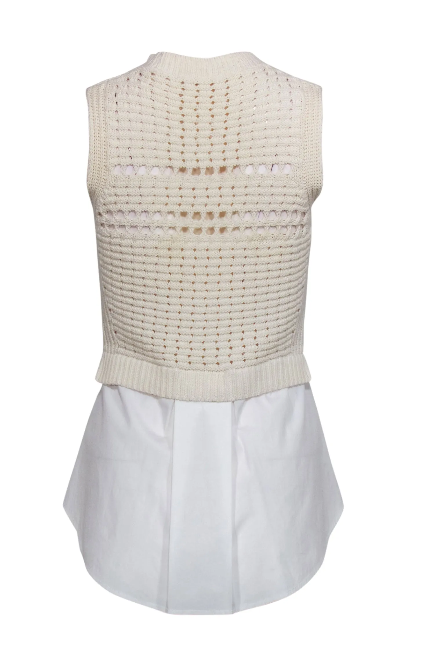 Veronica Beard - Ivory Cropped Crochet Trim Sweater Vest Sz XS