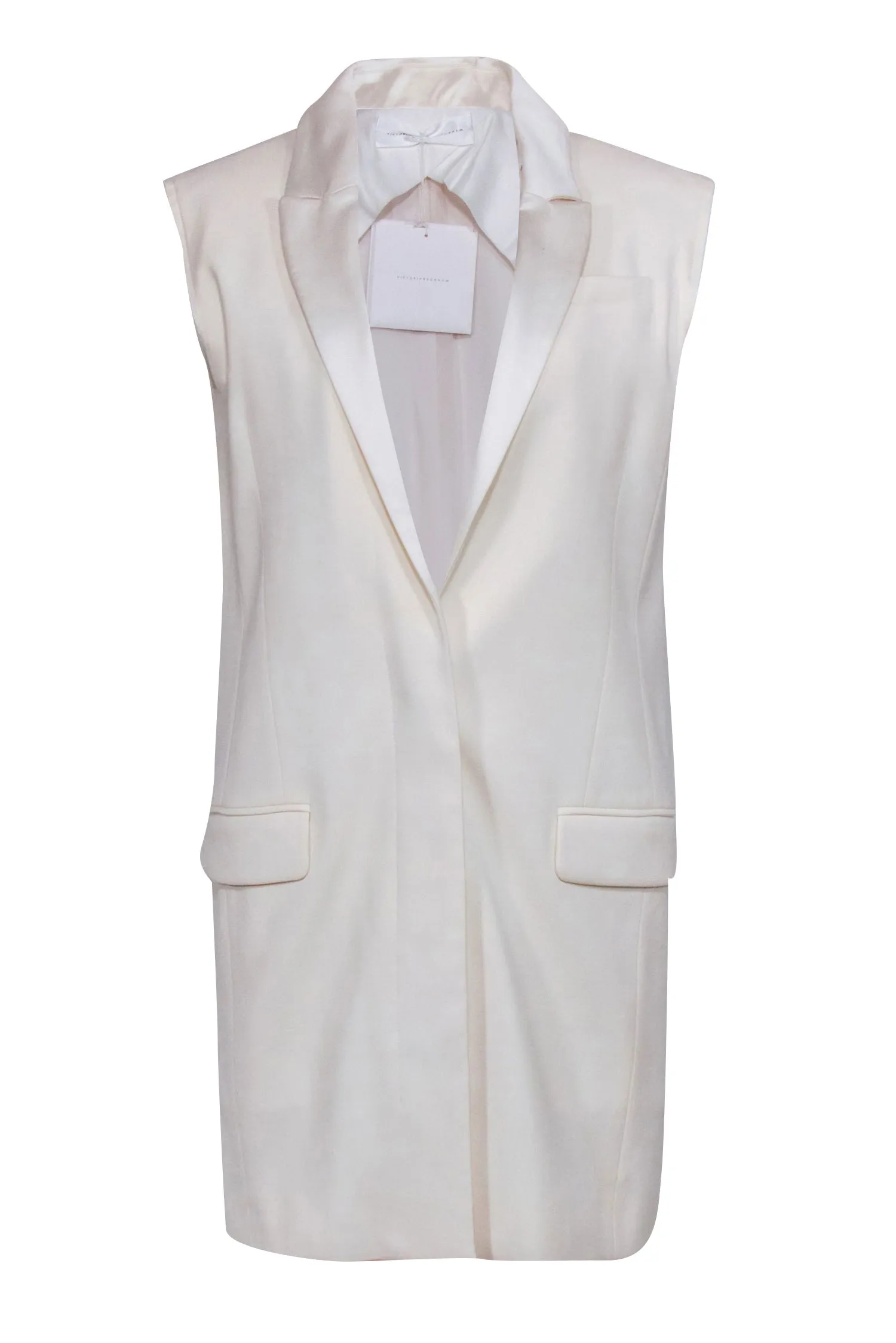 Victoria Beckham - Ivory Frayed Hem Vest Dress Sz 8