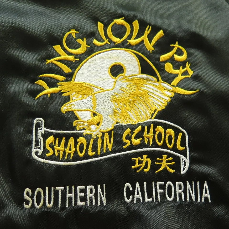 Vintage 80s Kung Fu Shaolin School Jacket Medium Deadstock Embroidered Eagle